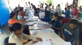 Kegiatan sortir surat suara di halaman Kantor KPU Sikka