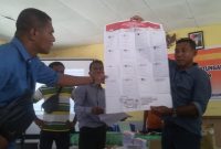 Penghitungan ulang suara saat pleno rekapitulasi di PPK Alok yang berlangsung di Aula Kantor Kecamatan Alok beberapa waktu lalu