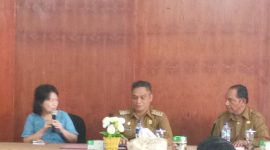 Wakil Direksi UD Fajar Sherly Elisabeth Lomi sedang memberikan penjelasan tekait rencana ekspor komoditi di di Aula Setda Kantor Bupati Sikka, Senin (15/7)