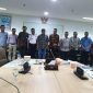 Bupati Sikka Fransiskus Roberto Diogo dan Kepala Dinas Perhubungan Wilhelmus Sirilus pose bersama sejumlah pejabat usai pertemuan di Kantor BPH Migas, Jumat (19/7)