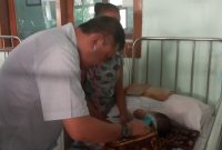 Spesialis Anak Dokter Mario Nara sedang memeriksa kesehatan pasien DBD beberapa waktu lalu