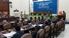 Bupati Sikka sedang menyampaikan LKPJ Akhir TA 2019, Kamis (12/3) malam