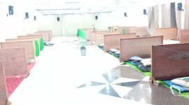 Suasana lokasi karantina di Aula Gedung SCC, Senin (6/4)