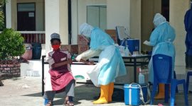 Suasana pengambilan rapid test 19 orang, Senin (11/5) pagi tadi
