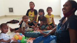 Sejumlah anak yang mengalami stunting sedang berada di Rumah Pemulihan Stunting, Senin (10/8)