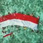 Pengibaran bendera di bawah laut perairan Pulau Babi, Sabtu (15/8)
