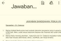 Jawaban Pokja atas sanggahan CV Cataluna