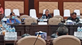 Anggota Badan Anggaran Fraksi PDIP Benediktus Lukas Raja sedang memberikan pendapat, Kamis (10/9)