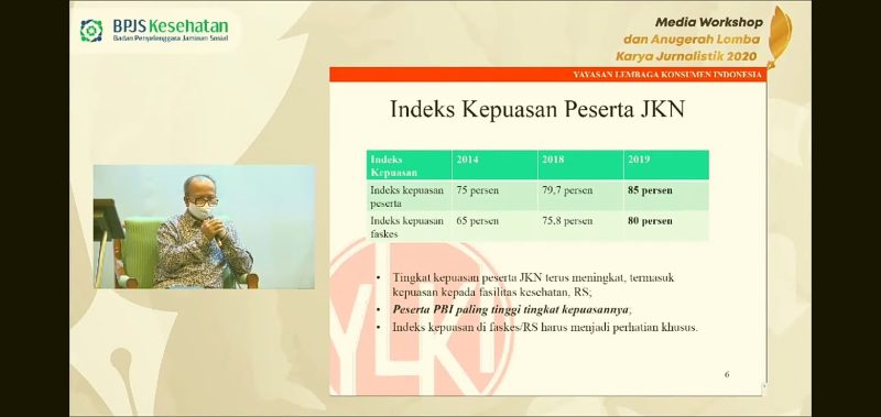 Ketua Pengurus Harian YLKI Tulus Abadi sedang memaparkan materi pada Media Workshop BPJS Kesehatan, Jumat (23/10)