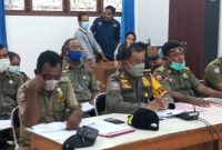 Kasat Pol PP dan Damkar Adeodatus Buang da Cunha di ruang Pansus 1 LKPJ TA 2020, Selasa (30/3)