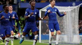 Pemain Chelsea merayakan gol yang dicetak Timo Werner saat menghadapi Real Madrid dalam laga leg kedua semifinal Liga Champions, Kamis (6/5) dinihari WIB (foto: istimewa)