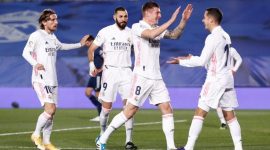 Para pemain Real Madrid dalam sebuah pertandingan melawan Celta Vigo pada La Liga musim ini (foto: istimewa)
