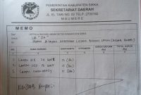 Salah satu memo yang diterbitkan Kabag Umum berupa pesanan barang untuk Rujab Bupati Sikka