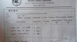 Salah satu memo yang diterbitkan Kabag Umum berupa pesanan barang untuk Rujab Bupati Sikka