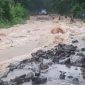 Banjir bandang menutup badan Jalana Trans Flores Maumere-Ende, Minggu (1/8)
