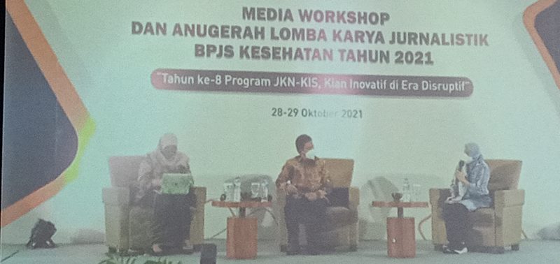 Dirut BPJS Kesehatan Ali Gufron Mukti tampil sebagai keynote speaker pada Media Workshop, Kamis (28/10)
