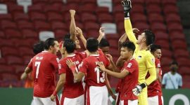 Timnas Indonesia sebelum melawan Singapura pada semifinal leg kedua