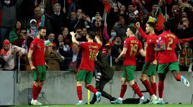 Timnas Portugal menang atas Makedonia Utara pada final play-off Kualifikasi Piala Dunia 2022 di Estadio do Dragao, Porto, Rabu (30/3) (foto: istimewa)
