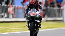 Fabio Quartararo saat sesi latihan bebas MotoGP Mandalika, Sabtu (19/3)