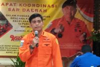 Budi Prayitno, Kepala Koordinator Substansi Dukungan Operasional Basarnas menjadi narasumber pada penyusunan rencana kontigensi kecelakaan kapal, Senin (29/5)
