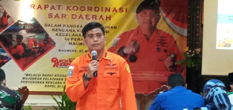 Budi Prayitno, Kepala Koordinator Substansi Dukungan Operasional Basarnas menjadi narasumber pada penyusunan rencana kontigensi kecelakaan kapal, Senin (29/5)