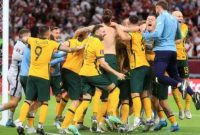 Euforia pemain tim nasional Australia usai memastikan langkah ke putaran final Piala Dunia 2022 di Qatar