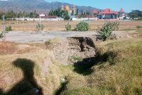 Suasana lokasi pembangunan menara lonceng, Jumat (2/9)