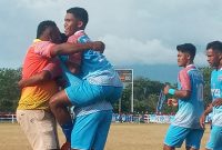 Beginilah euforia Perseftim ketika gol pertama pada gawang Nirwana FC, Selasa (20/9) 