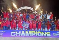 Ekspresi kemenangan Tim Perse Ende di GOR Lewoleba, Kamis (29/9)