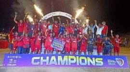 Ekspresi kemenangan Tim Perse Ende di GOR Lewoleba, Kamis (29/9)