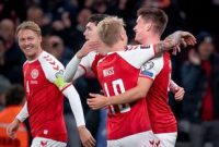 Timnas Denmark menang 1-0 atas Austria pada laga Grup F kualifikasi Piala Dunia 2021 di Parken Stadium, Rabu (13/10/2021) 