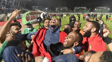 Selebrasi pemain Kamerun setelah memastikan lolos ke Piala Dunia 2022