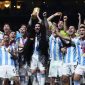 Euforia pemain Argentina setelah berhasil menjadi juara dunia tahun 2022, Minggu (18/12) malam WIB