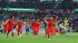 Euforia pemain Korea Selatan usai menang atas Portugal dan lolos ke babak 16 besar Piala Dunia 2022