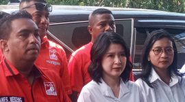Foto: Wakil Ketua Pembina DPP PSI Grace Natalie didampingi Ketua PSI Sikka Yannes Mekeng, Kamis (16/3)