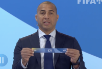 David Trezeguet  bertugas dalam proses undian Piala Dunia U-20 2023 di markas FIFA, Zurich, Swiss, Jumat (21/4)