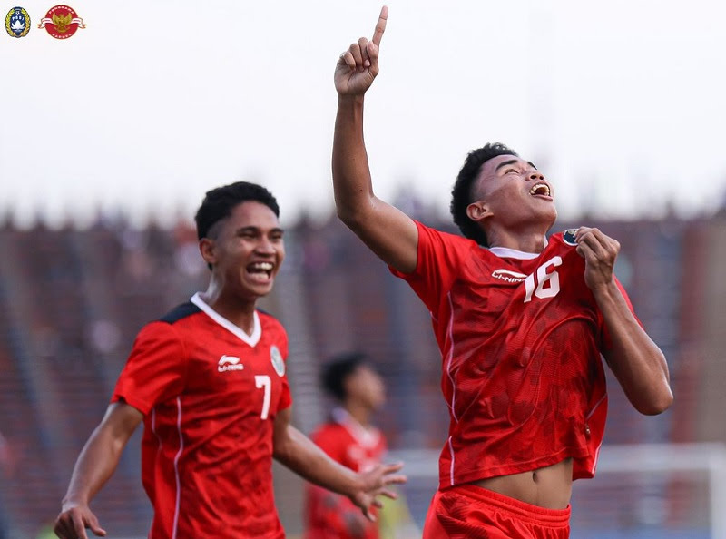 Euforia pemain Indonesia saat laga di Sea Games 2023 Kamboja