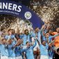 Euforia pemain Manchester City usai menang atas Infer Milan pada final Liga Champions, Minggu (11/6) dinihari