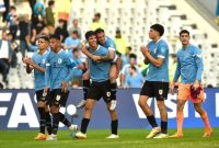 Suka cita para pemain Uruguay usai memastikan diri ke final Piala Dunia U-20 Tahun 2023, Jumat (9/6) WIB