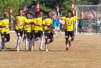 Euforia pemain Persematim Manggarai Timur usai membobolkan gawang Persap Alor di Lapangan CN Dillak, Senin (21/8) 