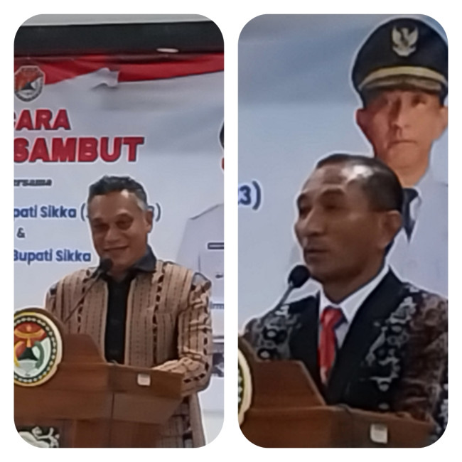 Kolase Mantan Bupati Sikka Fransiskus Roberto Diogo dan Penjabat Bupati Sikka Adrianus Firminus Parera