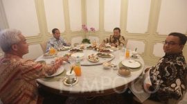 Suasana makan siang Presiden Joko Widodo dan 3 Bakal Calon Presiden di Istana Negara,.Senin (30/10)