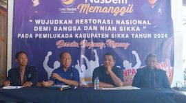 Partai Nasdem Sikka menggelar konferensi pers terkait pendaftaran Bakal Calon Bupati dan Wakil Bupati Sikka, Selasa (30/4) 
