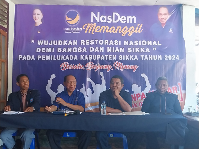 Partai Nasdem Sikka menggelar konferensi pers terkait pendaftaran Bakal Calon Bupati dan Wakil Bupati Sikka, Selasa (30/4) 