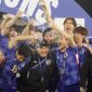 Selebrasi pemain Jepang usai menjadi Juara Piala Asia U-23 Tahun 2024, Jumat (3/5) WIB malam