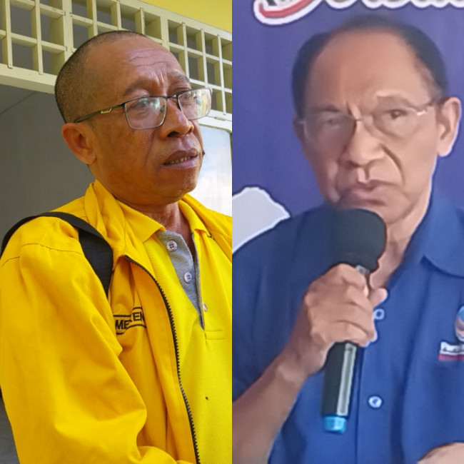 Kolase Sekretaris Partai Golkar Nafarete Situmekeng dan Ketua Partai Nasdem Romanus Woga