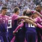 Skuat Timnas Jerman merayakan gol Jamal Musiala ke gawang Hungaria, Rabu (19/6) malam WIB 