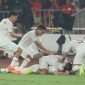 Timnas Indonesia merayakan gol Thom Haye ke gawang Filipina, Selasa (11/6) 