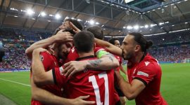Euforia pemain Georgia usai menumbangkan Portugal 