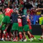 Selebrasi skuad Portugal usai menyingkirkan Slovenia, Selasa (2/7) dinihari WIB